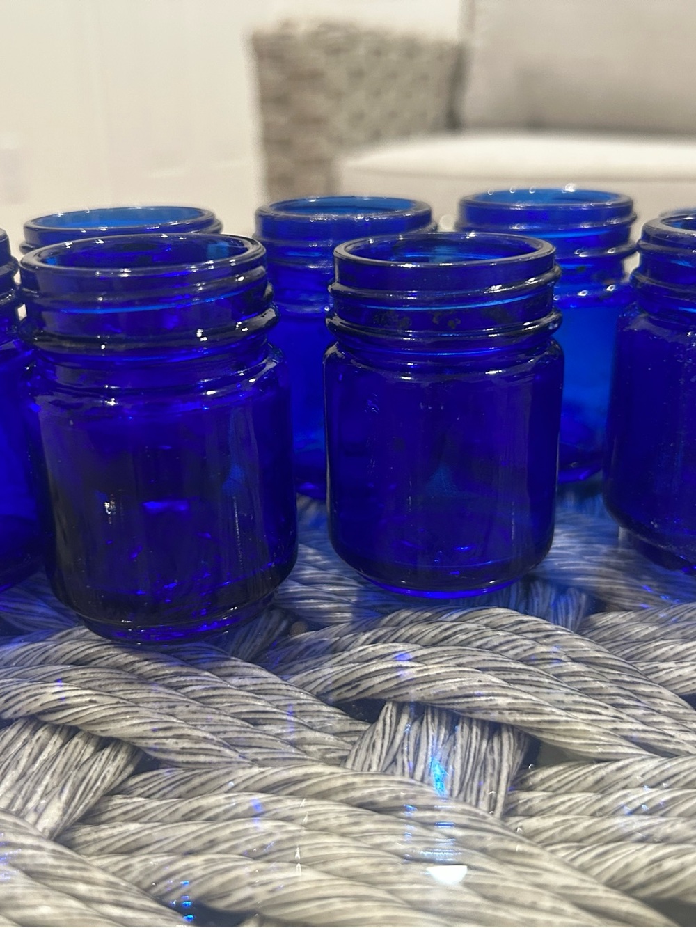 Vintage Cobalt Blue Vicks And Noxema Glass Bottles Containers Bundle Of 7